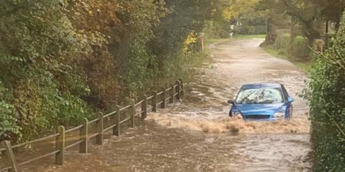 Flash flooding Cheadle Road draycott