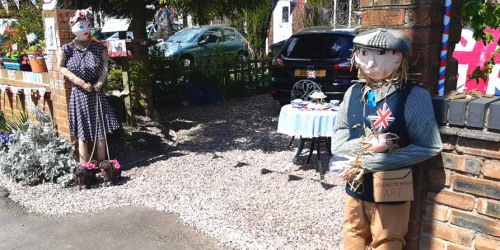 Draycott Scarecrow 2020 First prize to Norman and Nella at 95 Uttoxeter Road